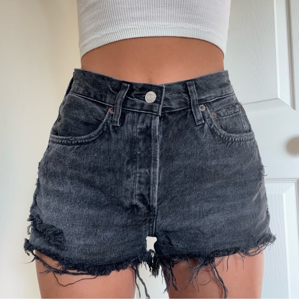 Agolde Parker Vintage Cut Off Shorts Black Size 24